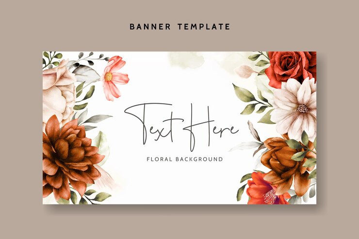 Vector beautiful floral watercolor background template