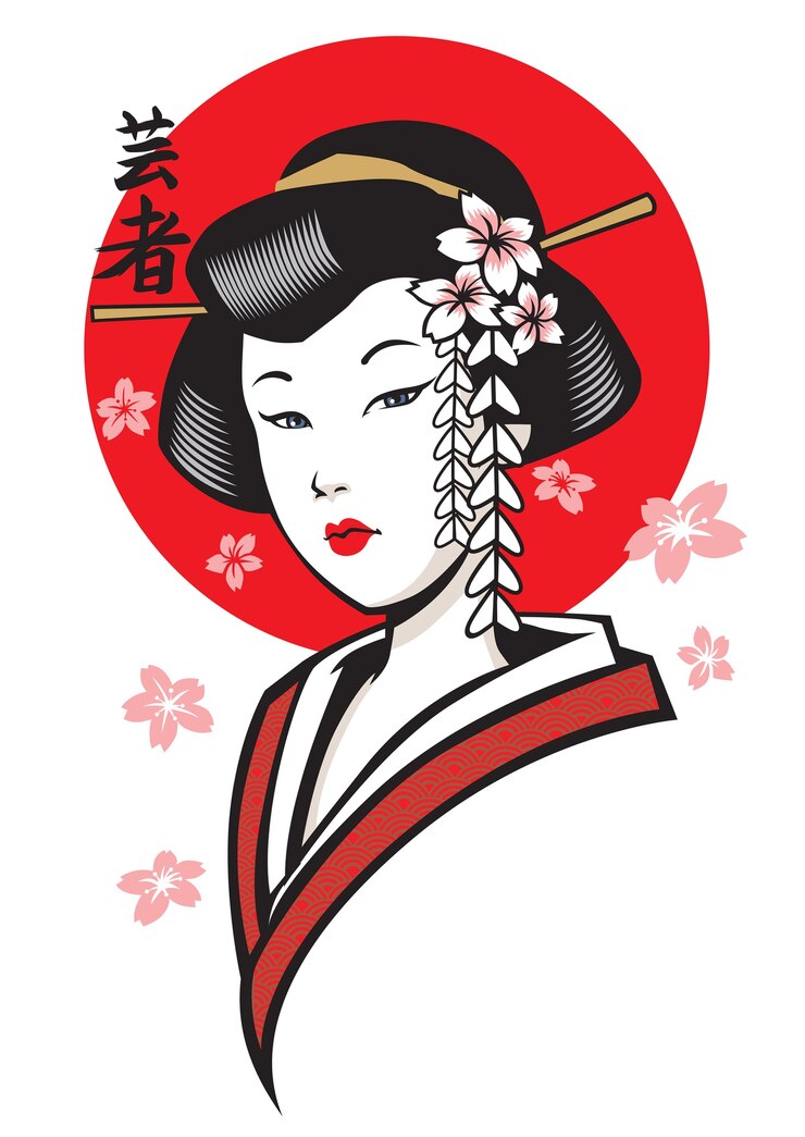 Vector beautiful geisha of japan