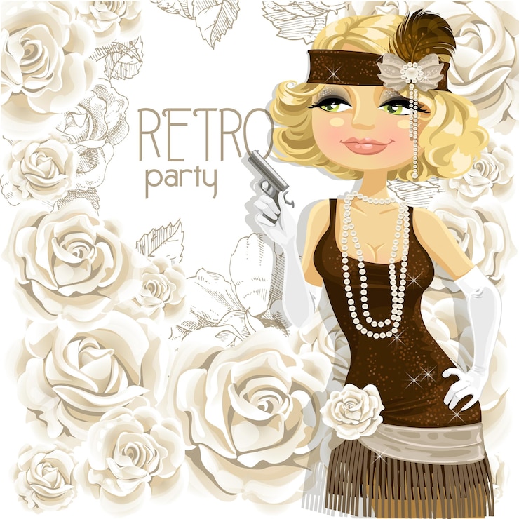 Vector beautiful girl with the gun