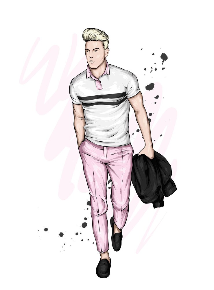 Vector beautiful guy in stylish clothes