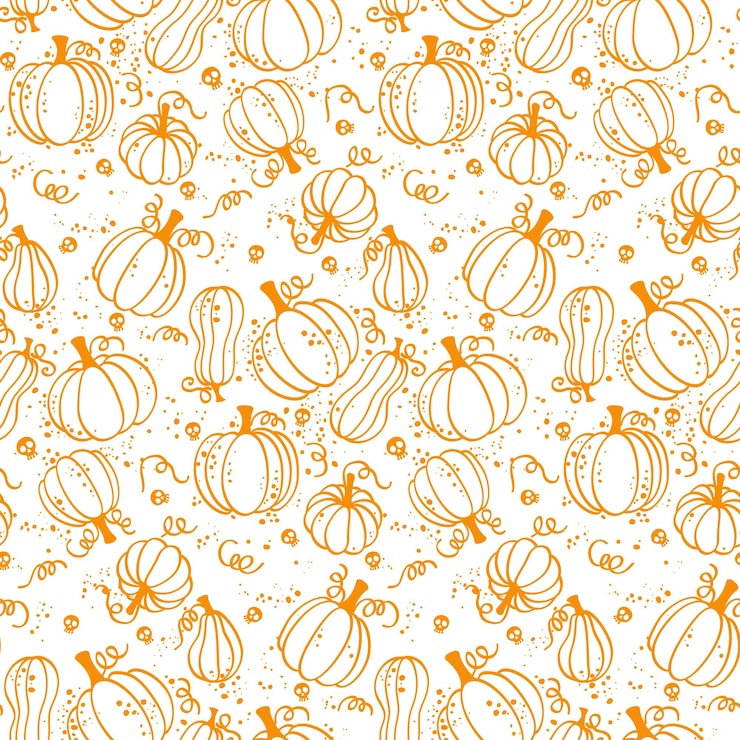 Vector beautiful halloween pumpkin seamless pattern hand drawn transparent background eps 10
