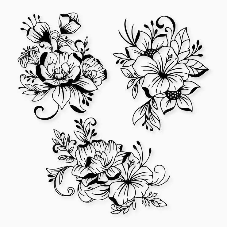 Vector beautiful hand drawn bouquet of flowers