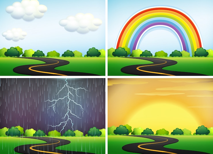 Vector beautiful landscape in different weather