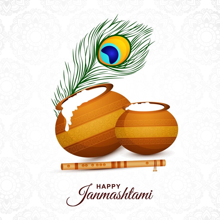Beautiful religious krishna janmashtami card background