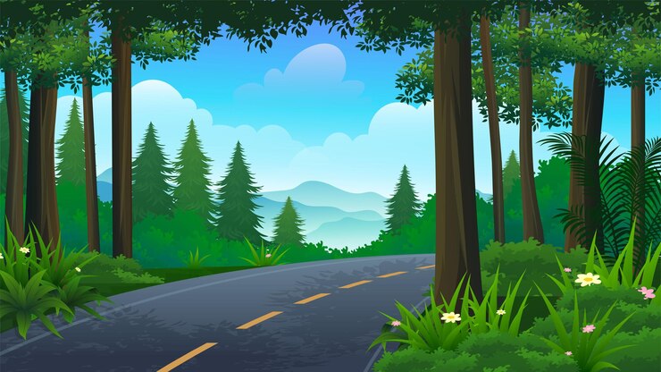 Beautiful Scenic Road Highway in the middle of the forest, nature landscape background