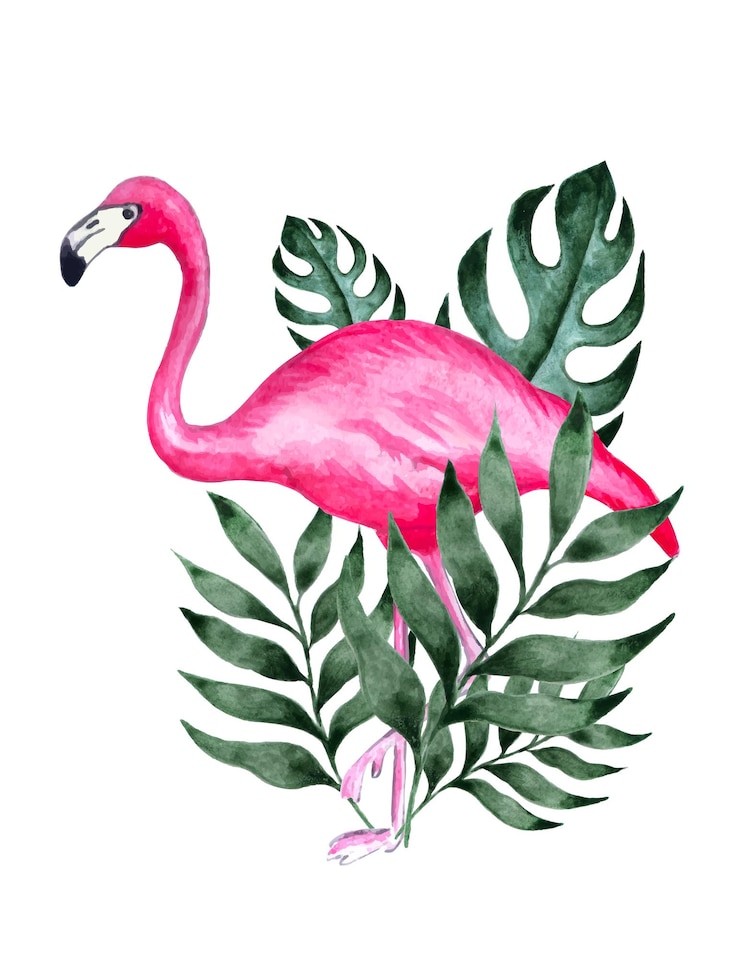 Vector beautiful summer flamingo decorate the head with flowers crown