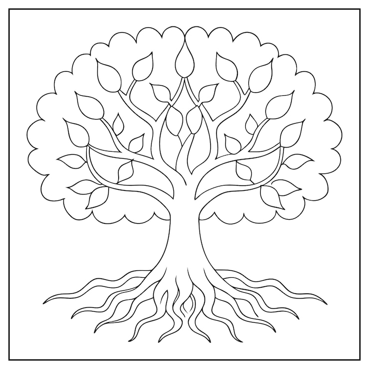 Beautiful Tree Line Art with Detailed Branches