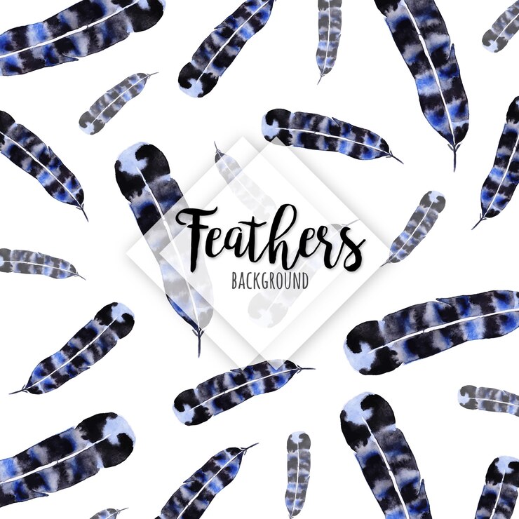 Vector beautiful watercolor feathers background