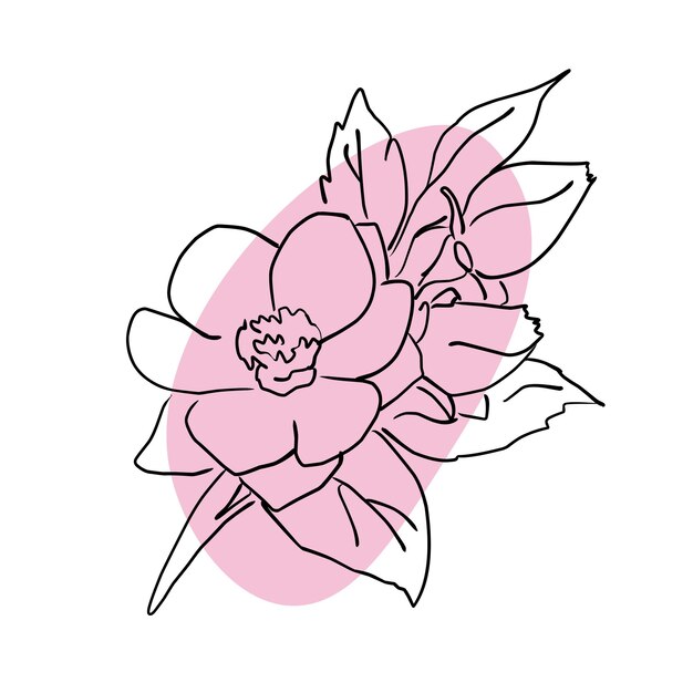 Beautifully HandDrawn Vector Illustration of an Orchid Bouquet with Delicate Flowers and Leaves