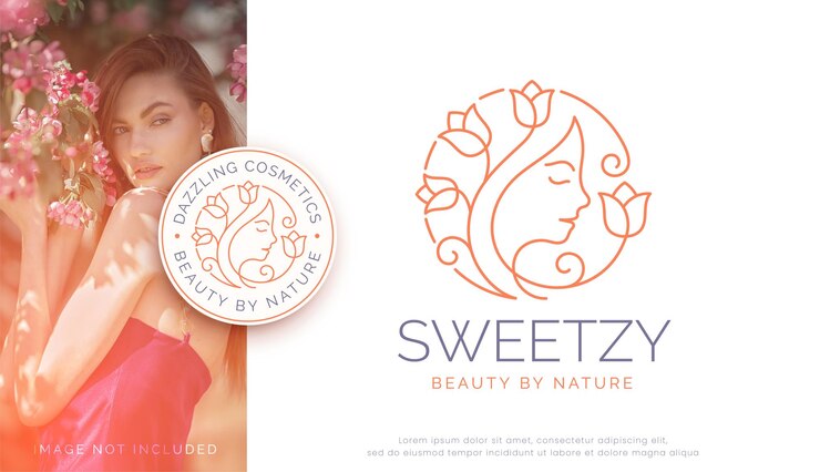 Vector beauty salon woman with flower logo design