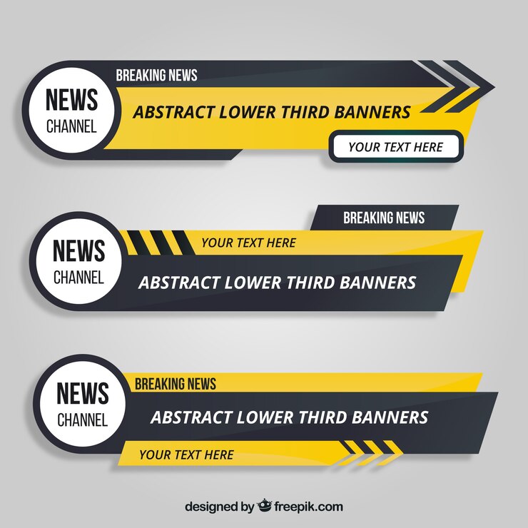 Vector beberapa lower third dengan detail kuning