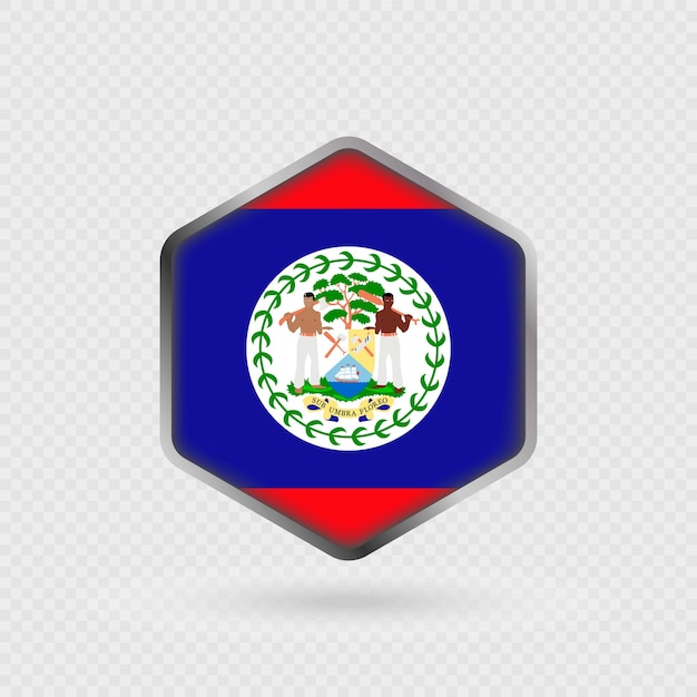 Belize flag icon in hexagon shape