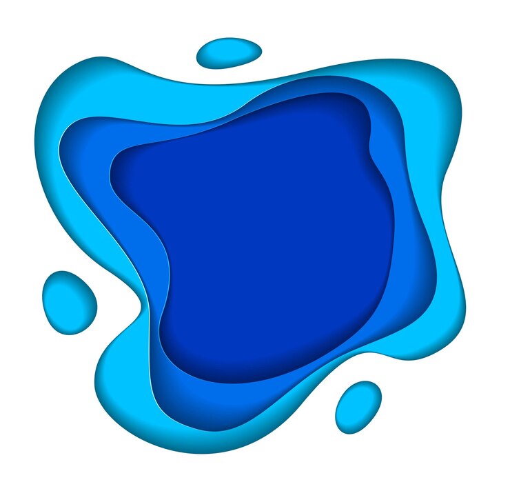 Vector bentuk melengkung potongan kertas biru abstrak berlapis, ilustrasi vektor dalam gaya potongan kertas. tata letak untuk kartu nama, presentasi, selebaran atau poster.