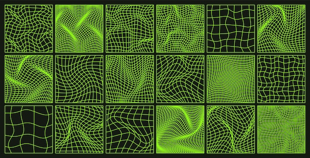 Bentuk wireframe bergaris perspektif mesh d grid elemen geometris poli rendah desain retro futuristik