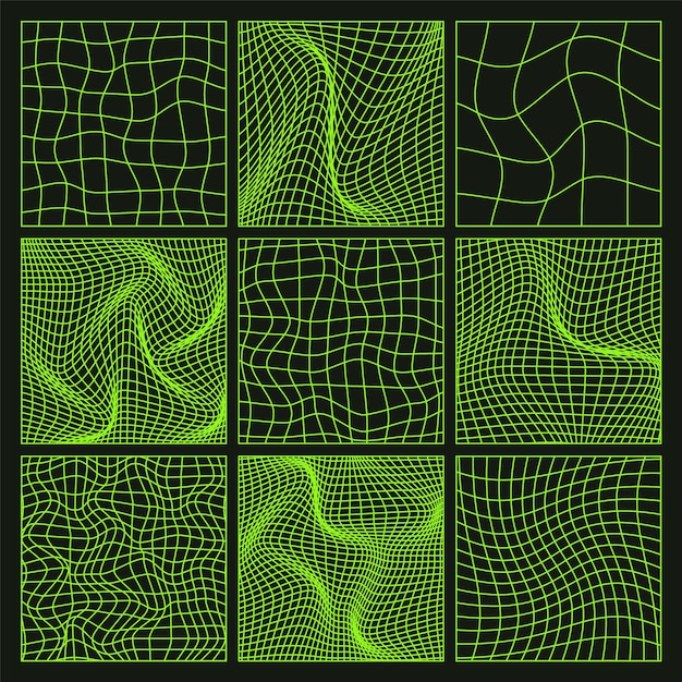 Bentuk wireframe bergaris perspektif mesh d grid elemen geometris poli rendah desain retro futuristik