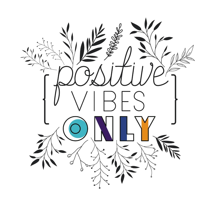 Vector berpikir pesan positif dengan font buatan tangan