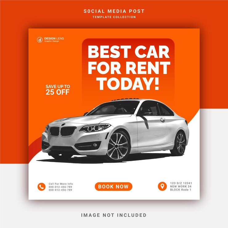Best car Rent For Today Instagram Banner Social Media Post Template