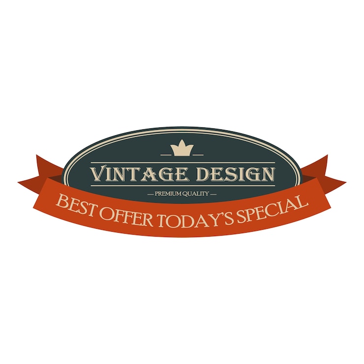 Vector best offer oval vintage banner retro label with brown ribbon on a white background