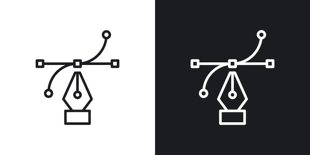 Bezier Icon Set Pen Curve SVG Graphics Design Vector Symbol in a black filled and outlined style Illustrator Cursor Editable Sign