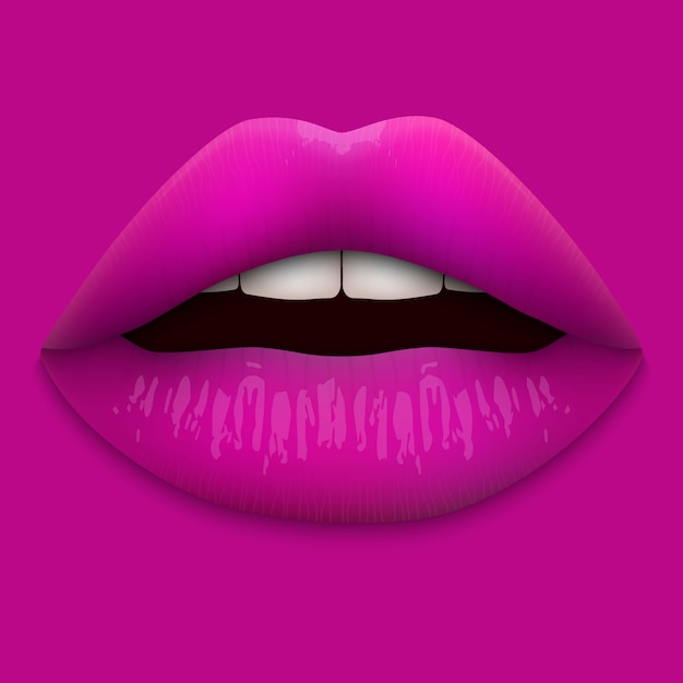 Bibir merah 3D realistis terisolasi.