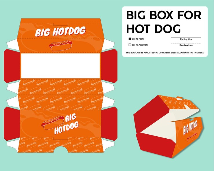 Vector big box for hotdog