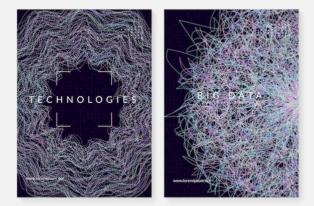 Big data concept. Digital technology abstract background. Artificial intelligence and deep learning. Tech visual for information template. Partical big data concept backdrop.