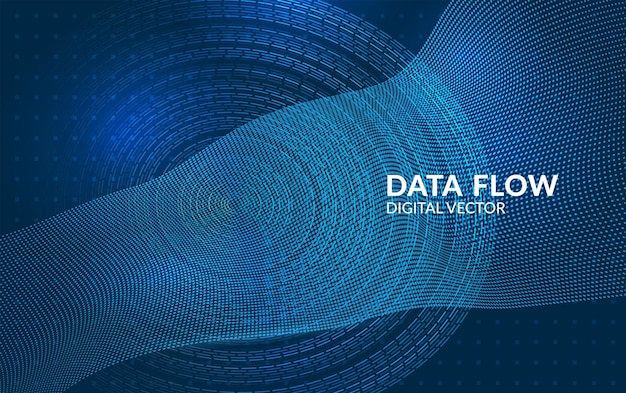 Big data flow background with abstract waves and binary patterns Perfect for digital transformation AI systems and information technology