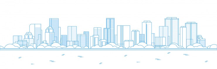 Vector big modern city skyscraper panoramic view 