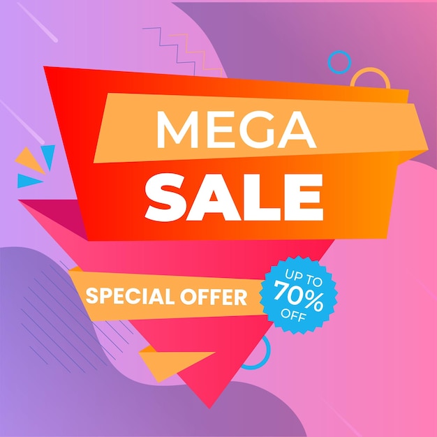 Big Sale Banner Template Flat Design 50 Discount Offer on Color Background