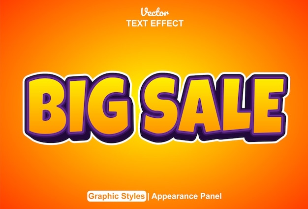 Big sale text effect with orange color graphic style editable
