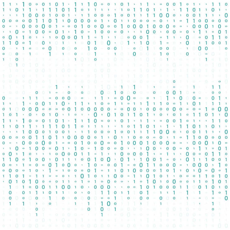 Vector binary code zero one matrix white background abstract matrix background binary computer code