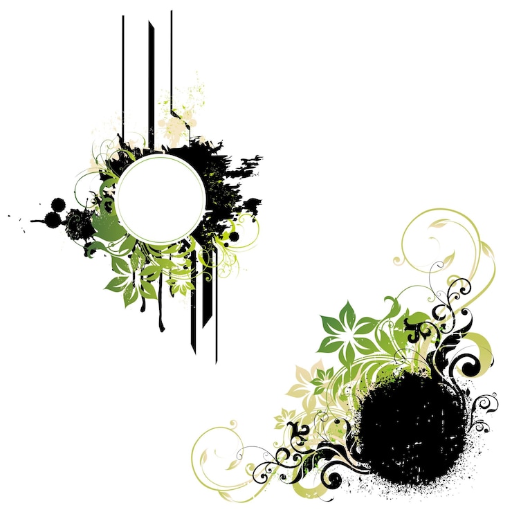 Vector bingkai bulat ornamen floral vektor