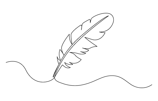 bird feather continuous one line drawing vector illustration premium vector