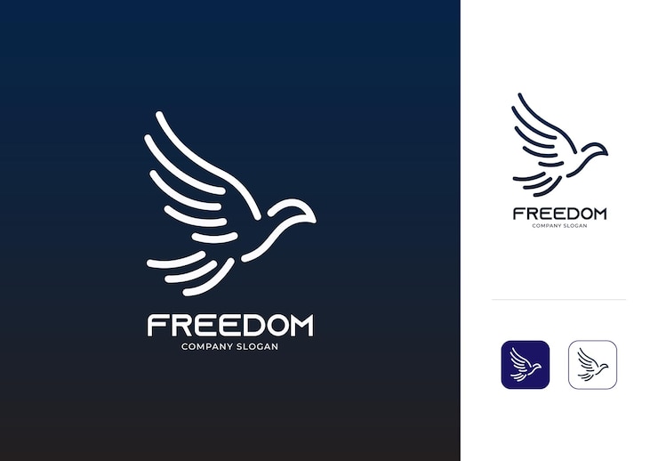 Bird Logo Design Vector Template Flying Birds Illustration with App Icon Freedom Symbol Line Art