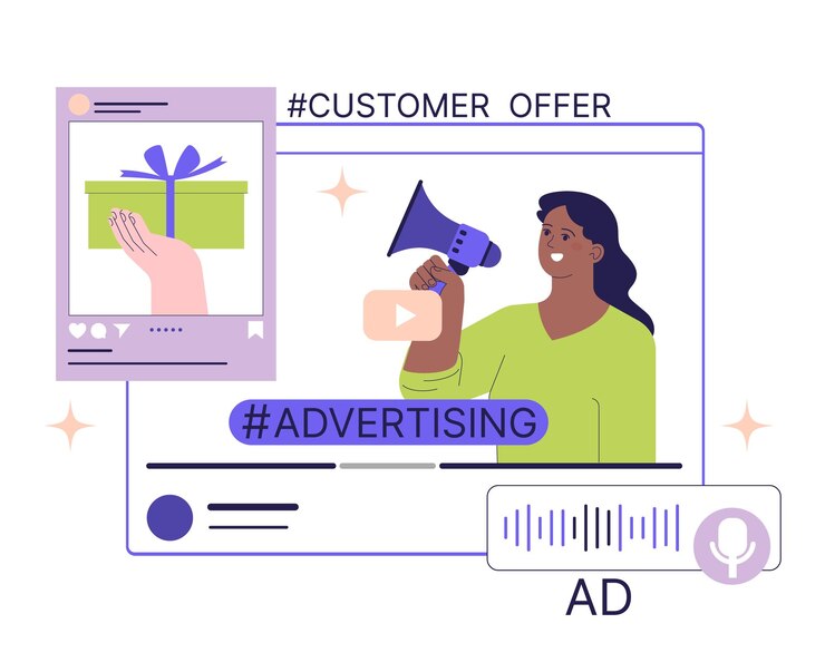Vector bisnis menggunakan media sosial promosi digital asli dan dipersonalisasi