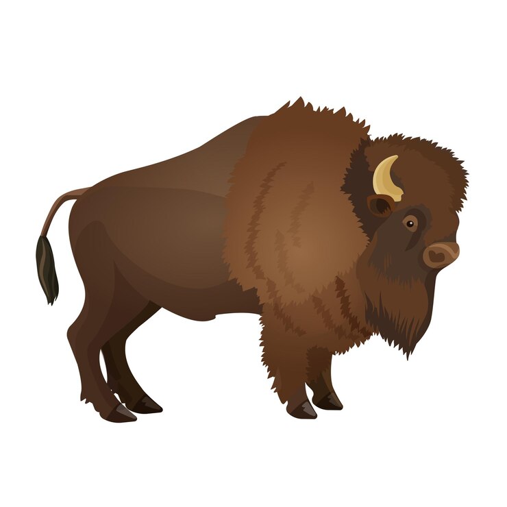 Vector bison large even-toed ungulate bull with horns terrestrial animal