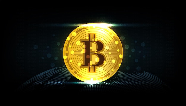Bitcoin currency crypto coin with growth chart international stock exchange vector design