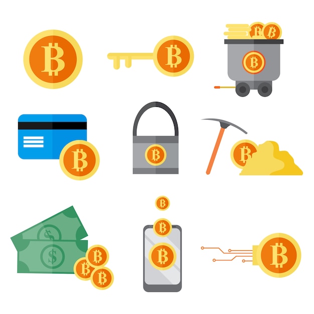 Bitcoin Digital Investment Vector Illustration Graphic Set