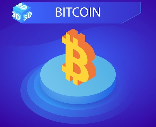 bitcoin isometric design icon vector web illustration 3d colorful concept