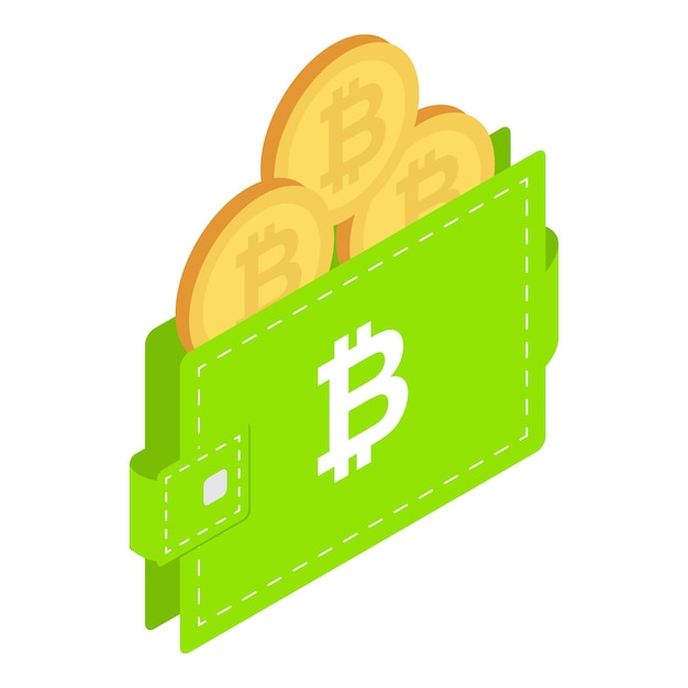 bitcoyne in wallet icon isometric illustration of bitcoyne in wallet vector icon for web