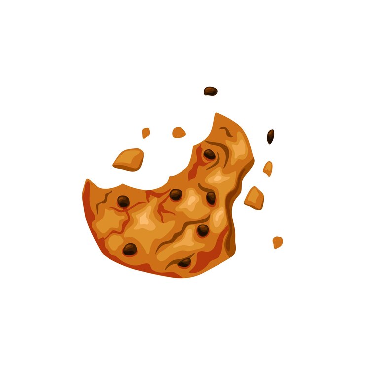 Vector bitten cookies with chocolate on a white isolated background freshly baked cookies
