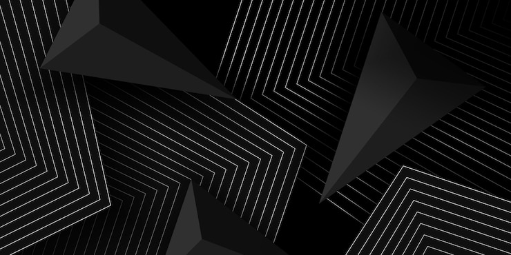 Black 3D background with geometric shapes