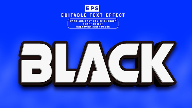 black 3d editable text effect vector with background