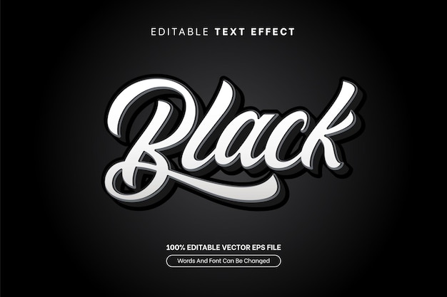 Black 3D shadow text effect editable text effect