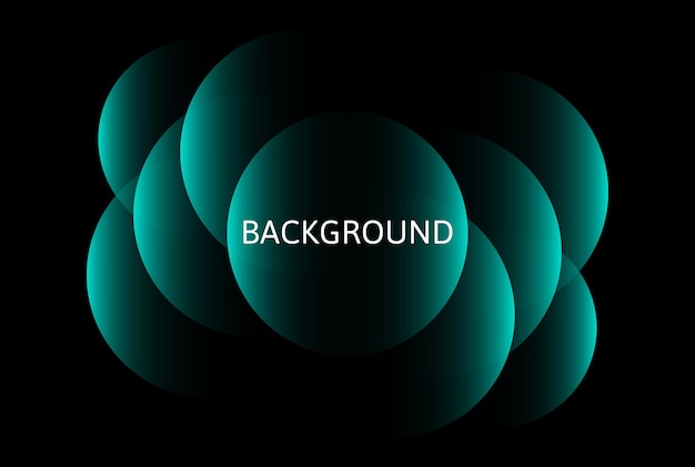Black abstract background with teal green gradient spheres