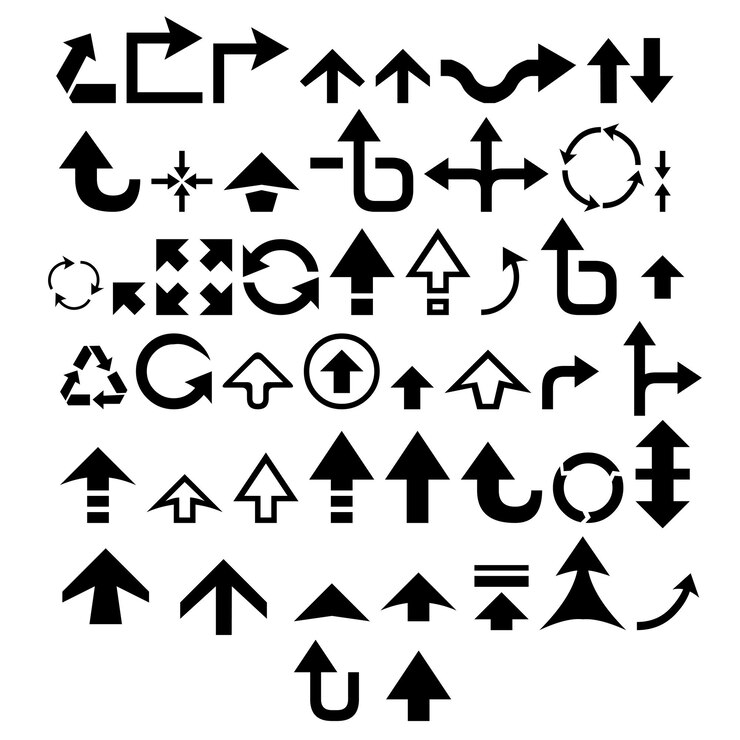 Vector black and white arrow icon set vector eps 10