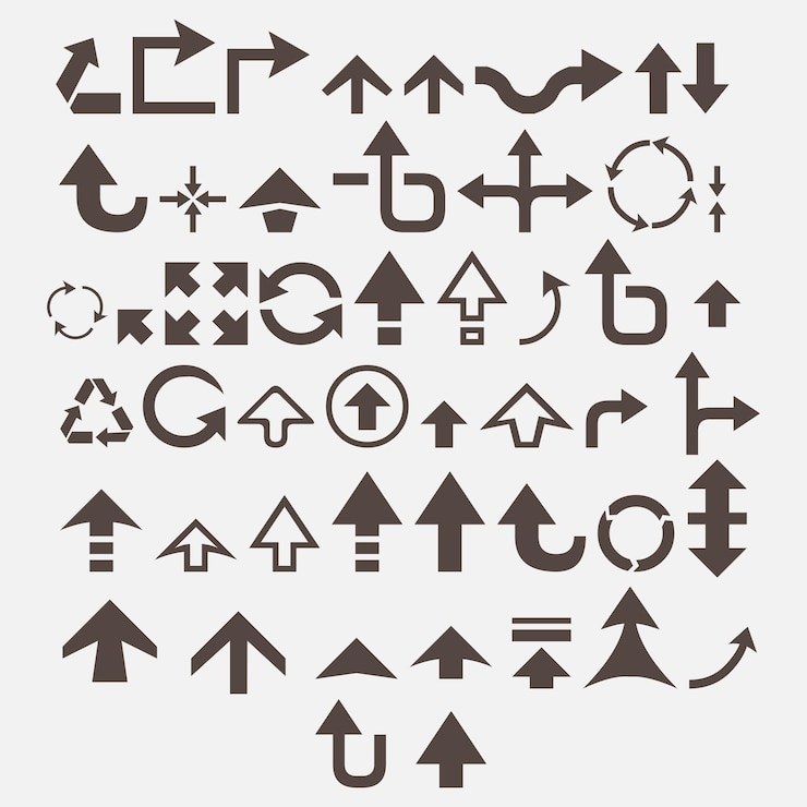 Vector black and white arrow icon set vector eps 10