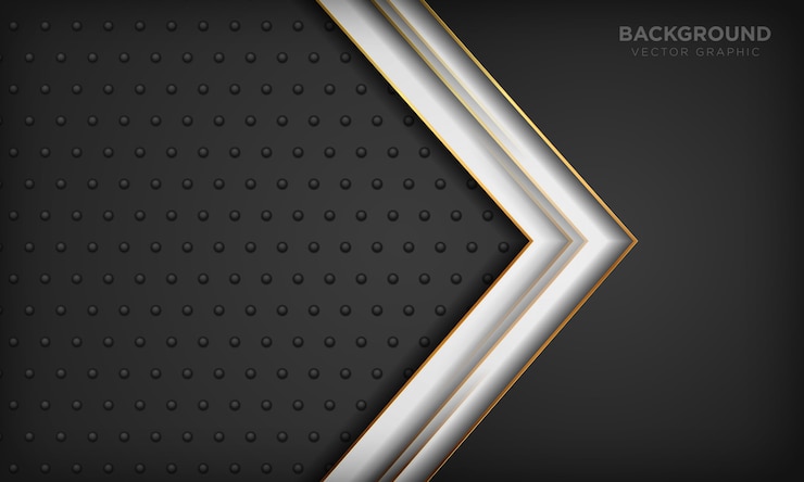 Vector black and white background with golden line element on dark metal texture. modern luxury background.
