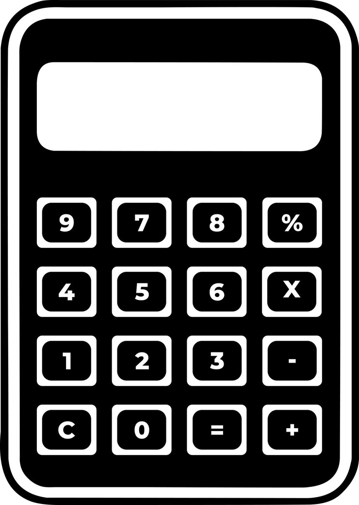 Vector black and white calculator illustration