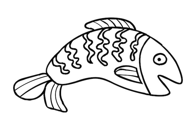 Black and White Drawing of a Fish